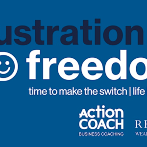 Frustration to freedom event banner with logo